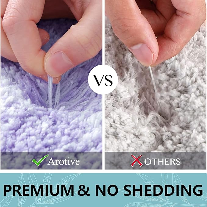 Arotive Microfiber Bathroom Rugs, Shaggy Soft and Absorbent Bath Rug, Thick Plush Machine Washable Dry Bath Mats for Bathroom, Tub and Shower, 30x20, Dark Purple, Rectangular