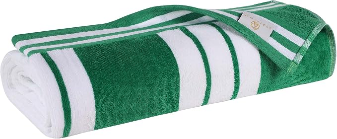 Superior Cotton Cabana Striped Beach Towels, Colorful Towels for Adult, Kid, Pool, Swimming, Sand, Travel, Large Oversized, Absorbent, Fast Drying, Bath Basics, Cabana Collection, 1 Piece, Dark Green