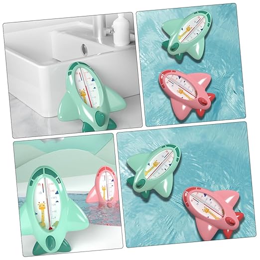 Portable Bath Thermometer Cartoon Plane Floating Water Temperature Tool Green for Newborn Safety and Accurate Readings