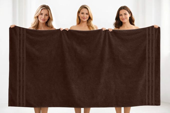 DAN RIVER 2 Pack Bath Sheets Extra Large 35x70, Large Bath Towels for Adults, XL Oversized Heavy Duty Towel Set, 600 GSM 100% Ring Spun Cotton, Soft Quick Dry, Brown