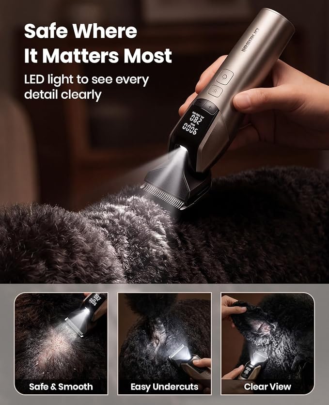 oneisall Dog Clippers for Grooming Thick Hair, Professional 9000RPM 5 Speed with 5 in 1 DLC Blade, 280min Cordless, Low Noise Dog Grooming Kit with 8 Metal Combs Carring Case for Dogs Cats Pet | 280Min Cordless. Low Noise. 5 in 1 DLC Blade.8 Metal Comb...