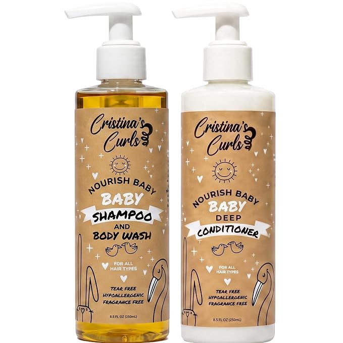 Cristina's Curls Baby Shampoo & Conditioner Set – Gentle Cleanse Plus Soft Detangling