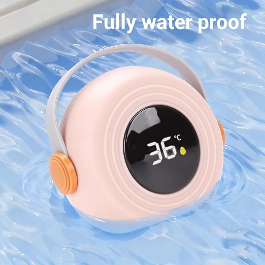 AYNEFY Bath Thermometer, Speaker Shape Water Temperature Thermometers LED Baby Safety Floating Tub Toy Accurate Sensor Digital Tester for Infant Toddler Bathtub Swimming Pool (Pink)
