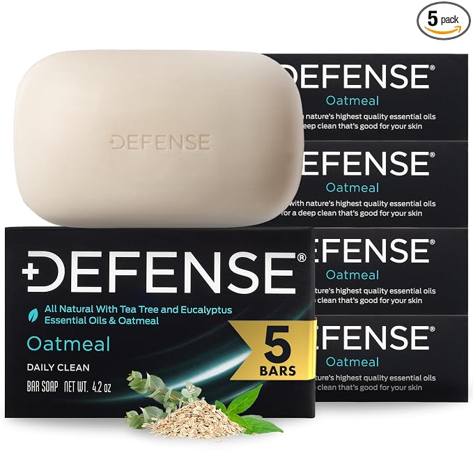 Defense Soap 5pk All Natural Oatmeal Bar Soap for Men | Made by Wrestlers with Tea Tree Oil & Eucalyptus Oil to Promote Healthy Skin