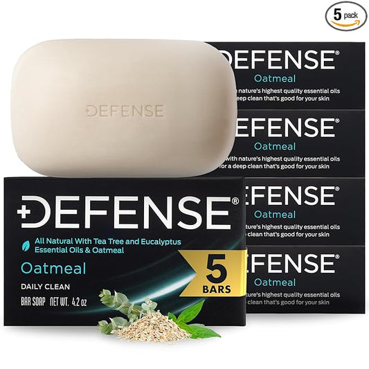 Defense Soap 5pk All Natural Oatmeal Bar Soap for Men | Made by Wrestlers with Tea Tree Oil & Eucalyptus Oil to Promote Healthy Skin