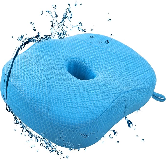 Idle Hippo Hot Tub Booster Seat, 4D Air Mesh Hot Tub Pillow with Powerful 6 Non-Slip Suction Cups, Ergonomic Booster Cushion, Quick Dry Spa Pillow for Indoor Outdoor Hot Tub-Blue