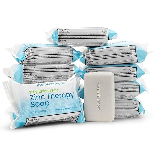 Dermaharmony Set of 10 2% Pyrithione Zinc (ZnP) Bar Soap 4 oz - Crafted for Those with Skin Conditions - Seborrheic Dermatitis, Dandruff, etc.