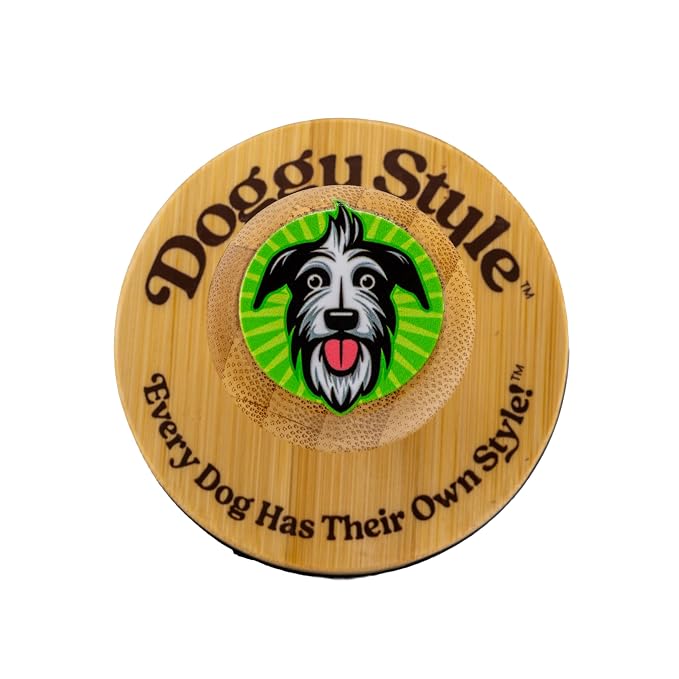 Doggy Style Small Bamboo Dog Bath Scrubber, Bamboo Handle with Soft Silicone Bristles, Shampoo & Massage Tool for Small & Medium Dogs