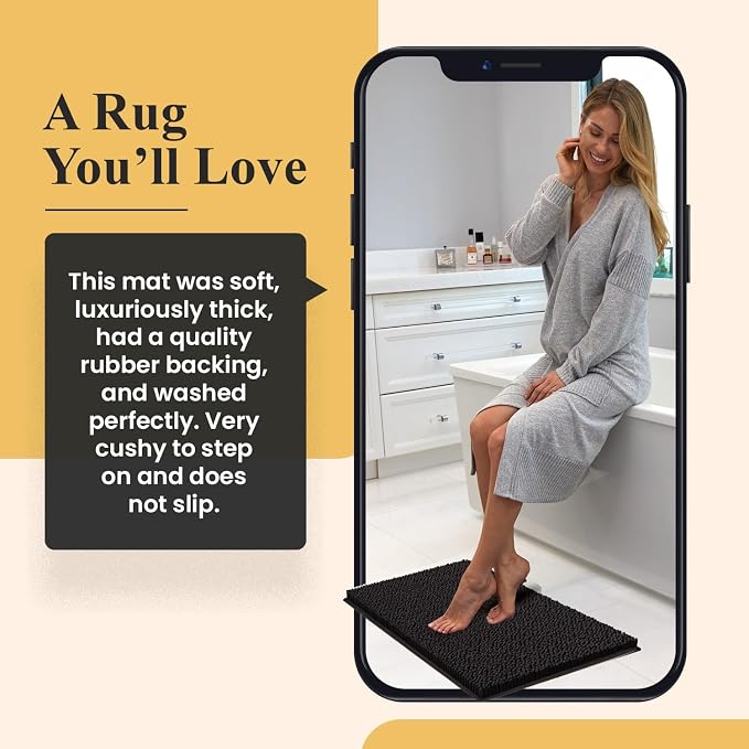MAYSHINE Plush Shaggy Chenille Bath Mat | Extra Soft, Super Absorbent, Non-Slip Bathroom Rug | Fluffy Microfiber, Area Rug Sets for Bathroom Floor, Kitchen, Living Room | 32"x20" | Maui Blue