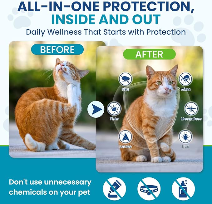 Chewable Flea Treatment for Cats Flea and Tick Prevention for Cats Chewables Fleas Chewables for Cat of All Breeds and Ages 300 Chewable Tablets