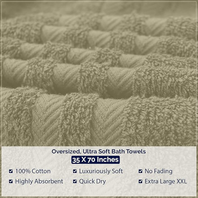 DAN River 2 Pack Bath Sheets Extra Large 35x70, Large Bath Towels for Adults, XL Oversized Heavy Duty Towel Set, 600 GSM 100% Ring Spun Cotton, Soft Quick Dry, Beige