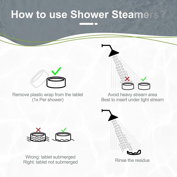 SWCANDY Rosemary Shower Steamers 8 Pack, Home Spa Self Care | Herbal green aromatherapy with natural essential oils; shower gift for women, men, wife & husband.