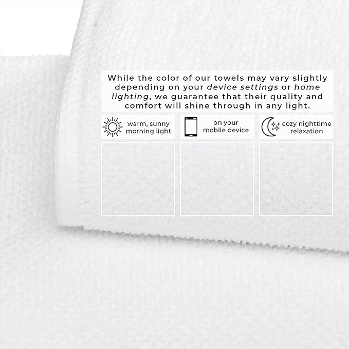 Great Bay Home 100% Cotton 6 Piece Towel Set - Absorbent, Quick-Drying, Durable Bath Towels for Bathroom Decor - Low-Twist, Two-Ply Fibers (Optic White)