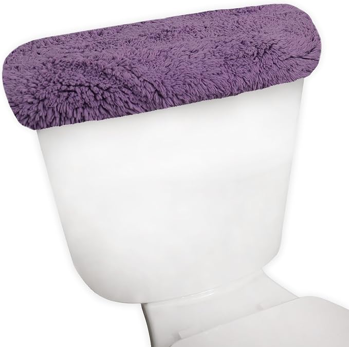Home Weavers Allure Collection Cotton Toilet Tank Lid Rug for Bathroom, Soft Absorbent, Machine Washable Toilet Tank Top Rug, 10"x22" Purple