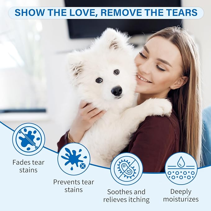 Tear Stain Remover for Dogs & Cats – Natural Gentle Liquid, Safe & Non-Irritating, Effectively Cleans Tear Stains, Eye Discharge & Debris