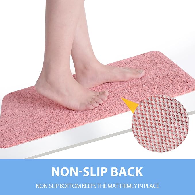 Hargiis Non-Slip Bathtub Mat, Anti Slip Shower Mat, Fast Drying Bathtub Mats, Foot Scrubber Mat, Anti Slip Mat for Tub, Floor, Bathroom, Kitchen, Home, Hotel (Pink 24"×24")