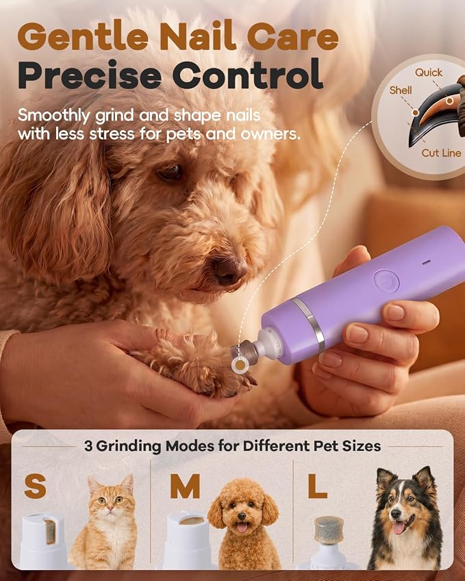 Veeconn Dog Grooming Clippers Kit-Electric Rechargeable Cat Trimmer Tools-Cordless Quiet Pet Nail Paw Grinder-4 in 1 Multifunctional Low Noise Shaver-Razor for feet Face Ears Toenail Eye