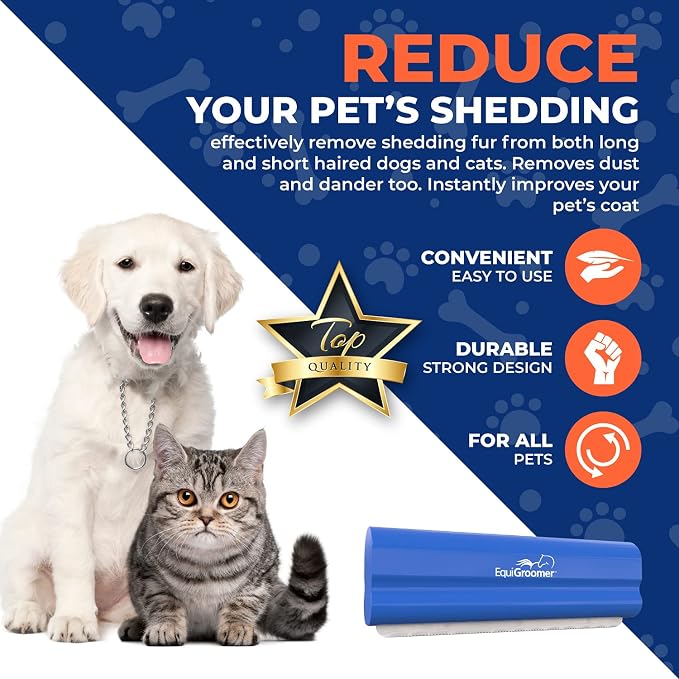 EasyGroomer Deshedding Brush for Dogs & Cats – Undercoat Grooming Tool for Short & Long Hair, Removes Loose Fur & Dirt, Reduces Shedding for Small & Large Pets, Blue