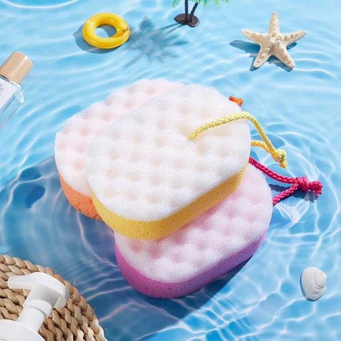Boao 5 Pieces Soft Bath Sponge Shower Natural Gentle Soothing Body Fiber Exfoliating Shower Sponge Wash Bouquet for Women Men, Random Color(Cute Color)