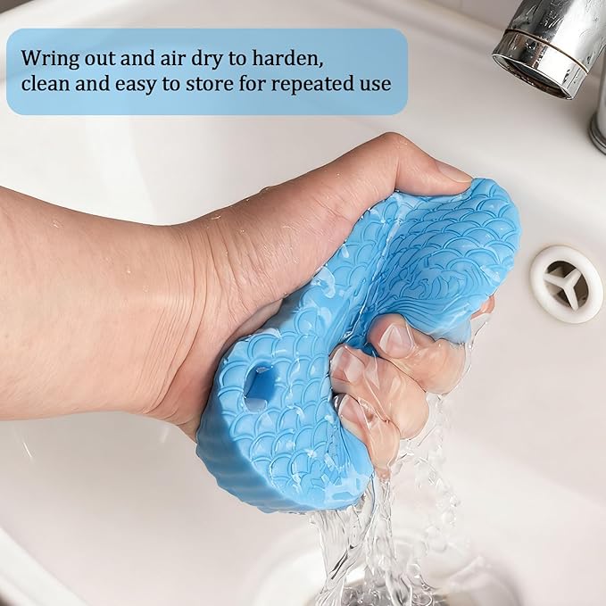2Pcs Magic Exfoliating Bath Sponge, 3D Ultra-Soft Body Exfoliating Sponges, Deep Cleansing Dead Skin, Lanyard Bath Sponge for All Skin Types,Suitable for Both Men and Women (Blue+Green)