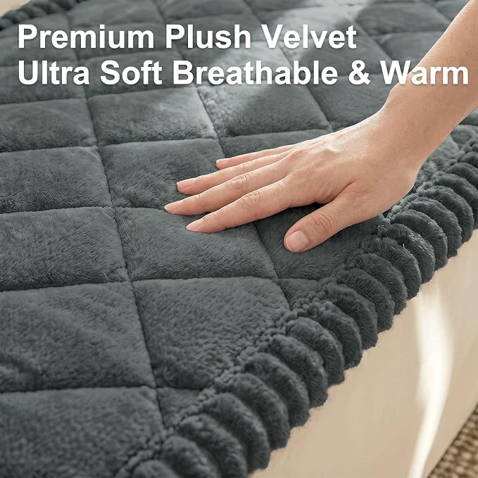 Smiry Couch Cover for Dogs, Non Slip Washable Pet Sofa Protector for Large Dogs, Cats, Fuzzy Plush Sofa Covers Backrest & Armrest, Against Fur, Dirt & Scratch Resistant, Dark Grey, 27.6"×27.6"
