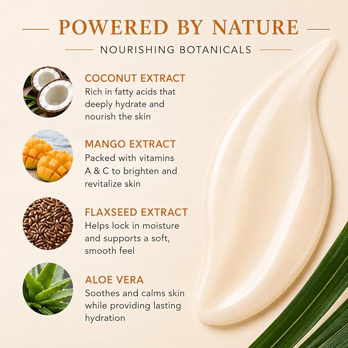 Ginger Lily Farms Botanicals Nourishing Body Wash, Coco Mango, 100% Vegan & Cruelty-Free, Coconut Mango Scent, 16.9 Fl Oz (Pack fo 6)