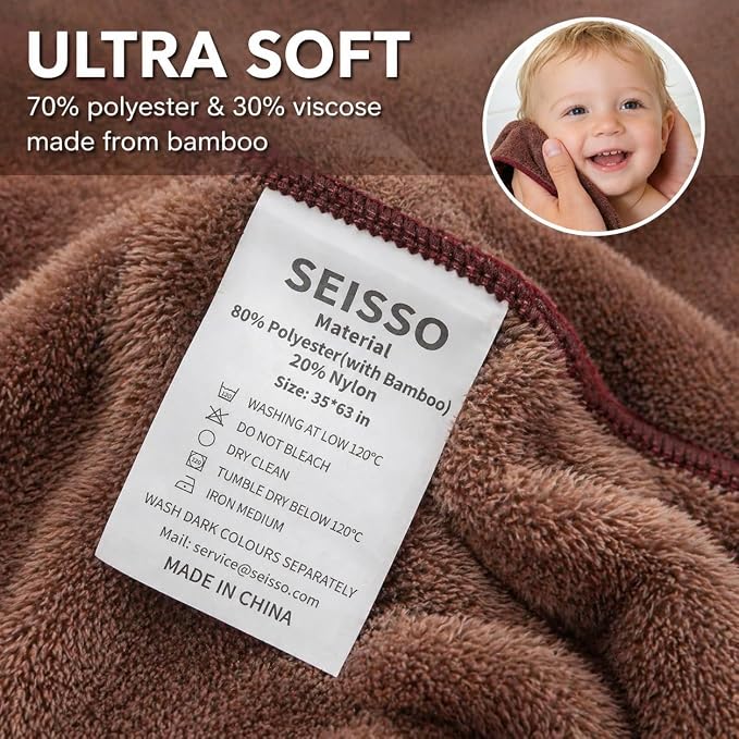 SEISSO Bath Towels Set Extra Large 63 x 35 in, Oversized Bath Sheets 70% Polyester 30% Viscose Fiber from Bamboo, Ultra Soft Absorbent Quick Dry Shower Towel for Bathroom Hotel Pool SPA Gym, 2 Pack
