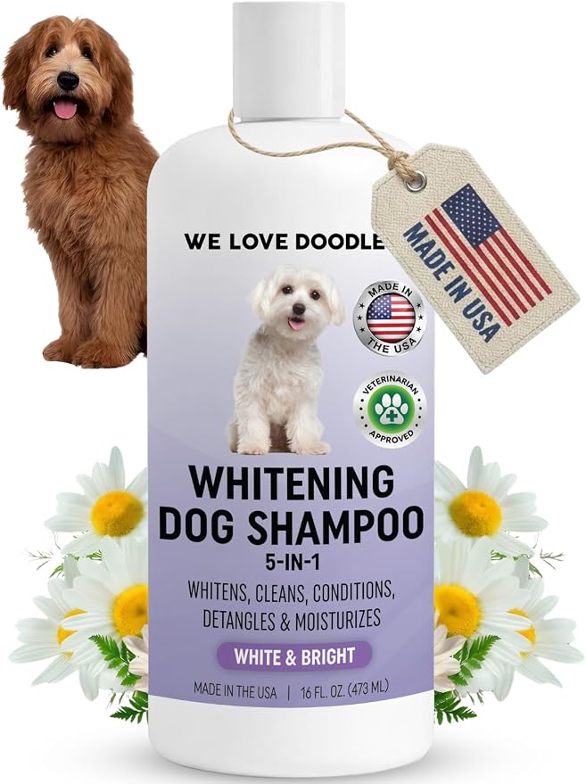 Whitening Dog Shampoo | Made in USA | Brightening Dogs Fur | White & Bright Hair | Removes Stains & Discoloration [We Love Doodles]