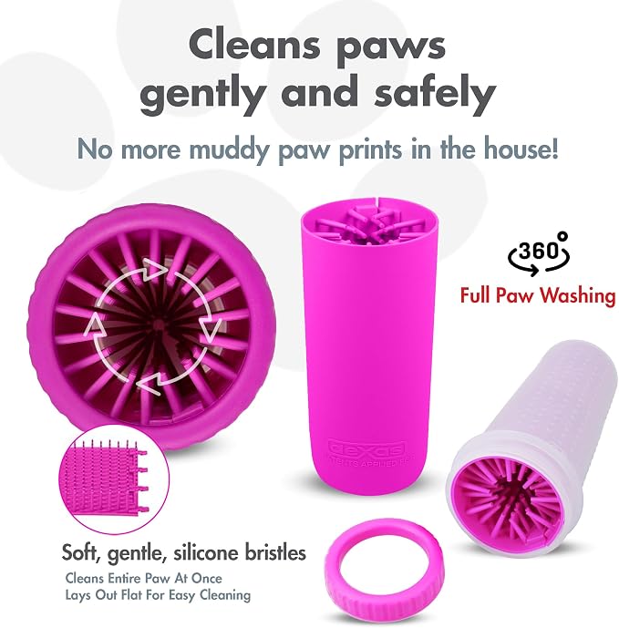 Dexas MudBuster Portable Large Dog Paw Cleaner, Fuchsia - Premium Pet Supplies and Accessories (Pack of 6)