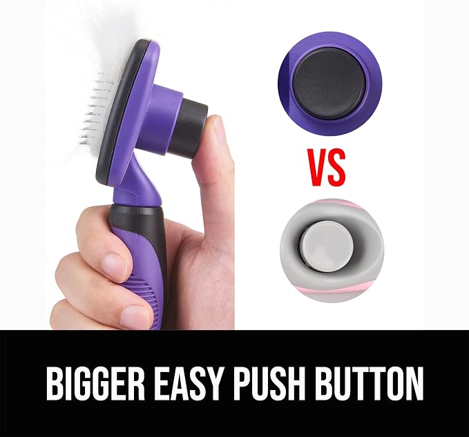 Self Cleaning Slicker Brush for Dogs& Cats, Skin Friendly Grooming Brush for Shedding Long&Short Haired Dogs& Cats, Deshedding Pet Supplies Accessories, Purple