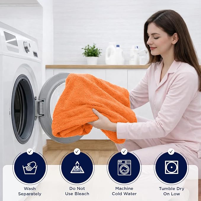 DAN RIVER Pack of 1 Jumbo Bath Sheet 40x80 Inches, Soft Fluffy Bath Sheets Towels for Adults, Quick Dry Shower Towels - Orange