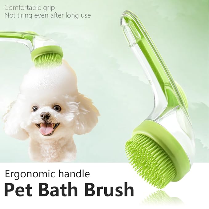 Brush with Soap Dispenser - 2-in-1 Dog Shampoo Brush & Massager,2025 Pet Bath Scrubber for Effective Cleaning and Grooming of Long/Short Haired Dogs and Cats During Bath Time-yellow