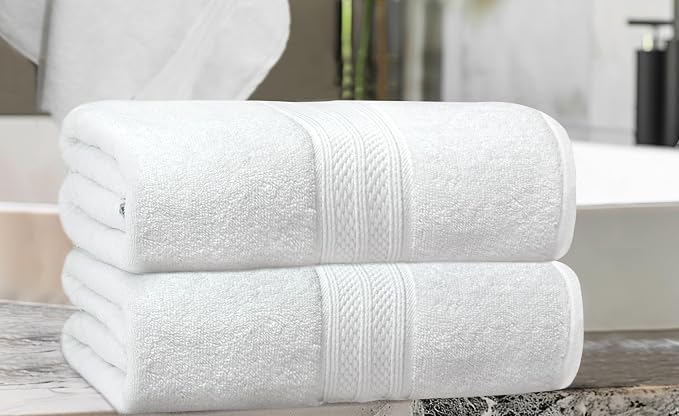 COTTON CRAFT Soft Giant Bath Sheet - 2 Pack Oversized 35x70 Extra Large Luxury Bath Towel - 600 GSM - 100% Ringspun Cotton - Absorbent Quick Dry Bathroom Shower Hotel Spa Towel Sheet - White