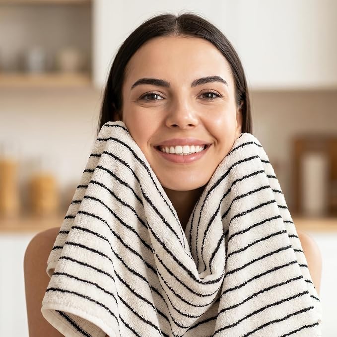 Bathroom Hand Towels Black and White Striped Hand Towels for Bathroom Premium Natural Cotton Hand Towels Soft Quick-Dry Face for Gym, and Spa 14”x 29” （4 PC