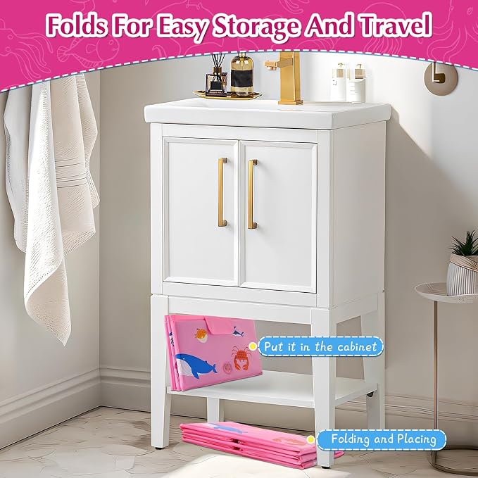 Collapsible Baby Bathtub, Portable Foldable Travel Bath Tub for Infant Toddler, Converts Shower to Tub, No Assembly Folds Flat for Storage, 6M-5 Years, Pink