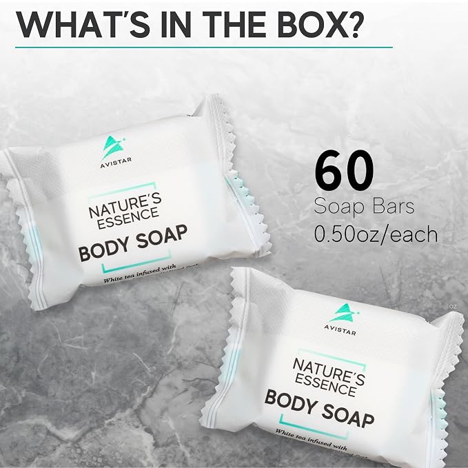 Bar Soap Bulk Individually Wrapped – 60 Pack 0.5 oz Mini Hotel Soap Bars Bulk – Travel Size Essential Toiletries for Hosts and Guests, Hotel, Hospitality, Shelters & Bathroom Amenities