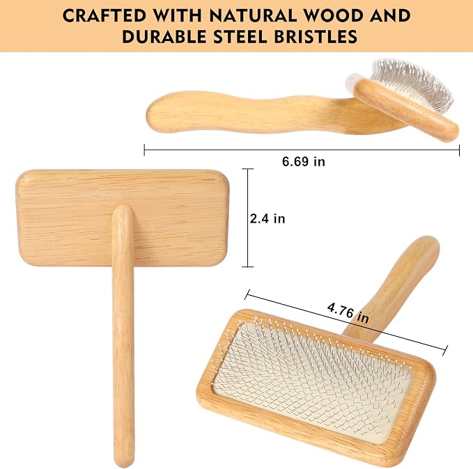 Dog Slicker Brush for Shedding & Grooming - Professional Dog Brush and Cat Brush with Coated Tips & Air-Cushion Design, Deshedding Tool Removes Undercoat Tangles & Loose Fur for Long/Short Hair Pets