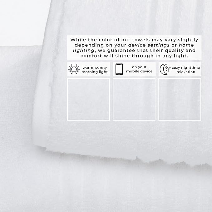 Great Bay Home Bath Towel Set - 100% Cotton 6 Piece Towel Set - Absorbent & Quick-Dry Towels for Bathroom (White)