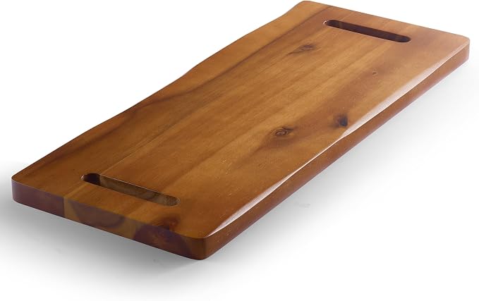 TIDITA 30" Large Acacia Wood Charcuterie Board with Handles - Extra Long Wooden Serving Cheese Boards - Rectangular Serving Platter for Meat Steak, Cracker Appetizers, Fruit Decorative Display Party