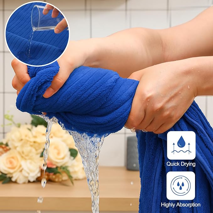 SmoothNovelty 2 Pcs Oversized Coral Fleece Bath Sheets 40 x 80 Inch, Lightweight Extra Large Towel Blanket, Soft Jumbo Bathroom Towels with Hanging Loop for Bath, Pool, Beach, Spa, Travel (Navy)