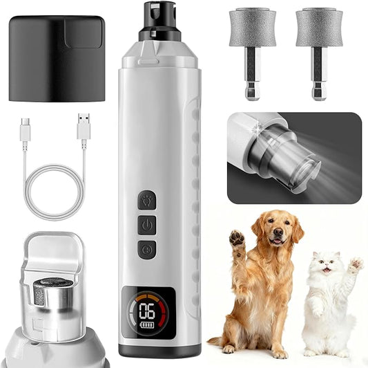 2026 Upgraded Dog Nail Grinder, 6-Speed Dog Nail Grinder with Led Light, Brushless Motor Drive 30 db Ultra Quiet Painless Paws Grooming for Small Medium Large Dogs