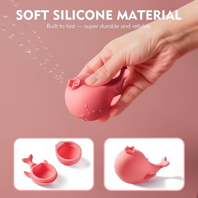 MarcZero Princess Silicone Bath Toys 8Pcs for Toddlers Kids Babies,Bathtub Water Toys,Soft Squeezable Easy-Grip Pool Toys Set (Peach Pink)
