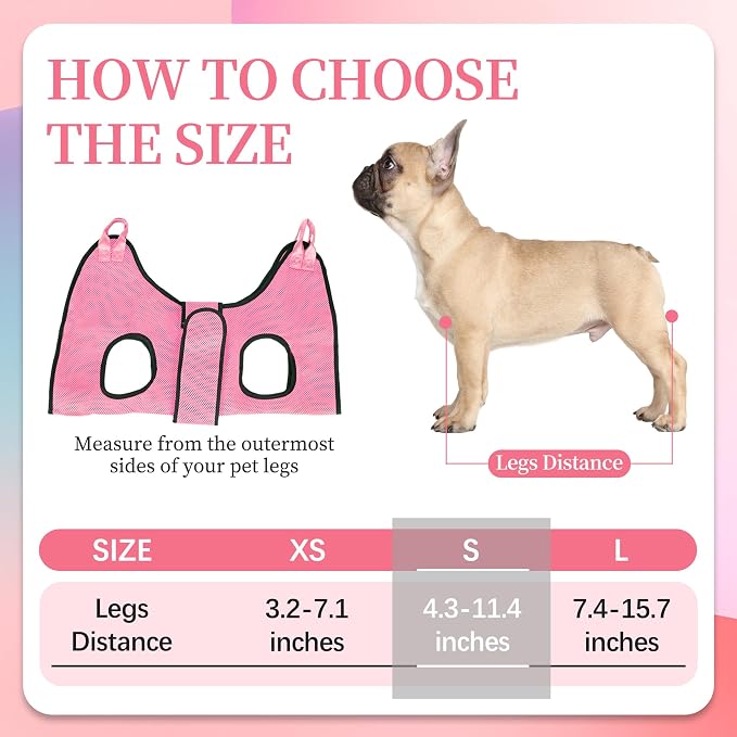 PatiencET Dog Grooming Hammock, Pet Grooming Hammock for Cats & Dogs with Security Strap, Dog Sling for Nail Trimming with Nail Clippers/Trimmer, Nail File, Pet Comb(Pink S)