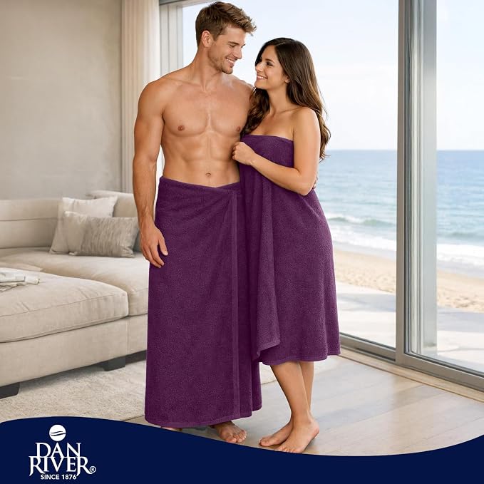 DAN RIVER Pack of 1 Bath Sheet 40x80 Inches, Oversized Quick Dry Towel, Soft Luxury Towels for Bathroom - Purple Passion
