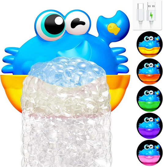 Bath Toys for Kids Ages 1-3,Light Up Baby Bath Toys Crab Bubble Maker with Colourful Light Toddler Bathtub Birthday Gifts Easter Stocking Stuffers for Boys Girls Aged 1-3 2-4 3-5