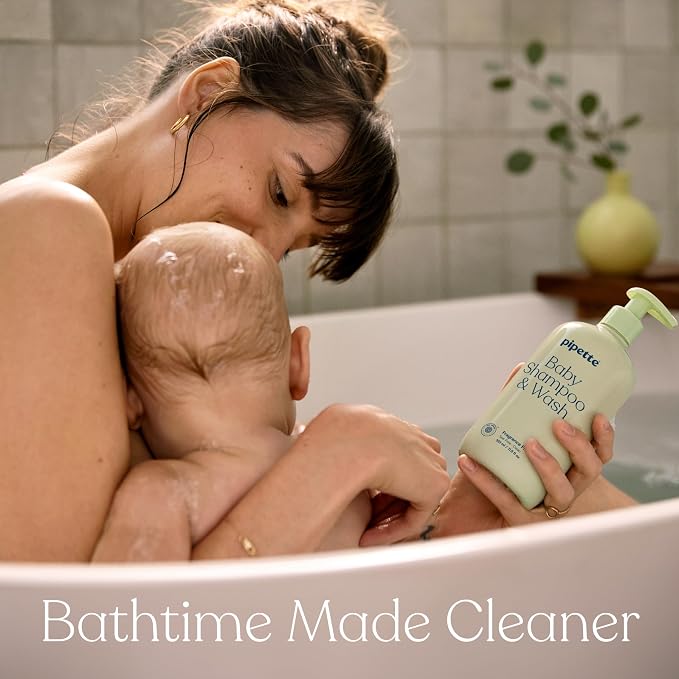 Pipette Vanilla + Ylang Ylang Wash and Lotion Duo, Pack of 2, Clean, Includes Baby Body Wash and Lotion for Newborns and Kids, Tear-Free Bath Time, Baby Bath and Newborn Essentials, Non-toxic