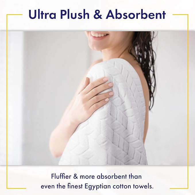 Alusa Home Ultra Soft & Stylish 700 GSM Luxury Bath Sheets | Pack of 2 | Extra Large 35x70 Inches | 100% Zero-Twist, Long-Staple Cotton | Remarkably Absorbent (White)