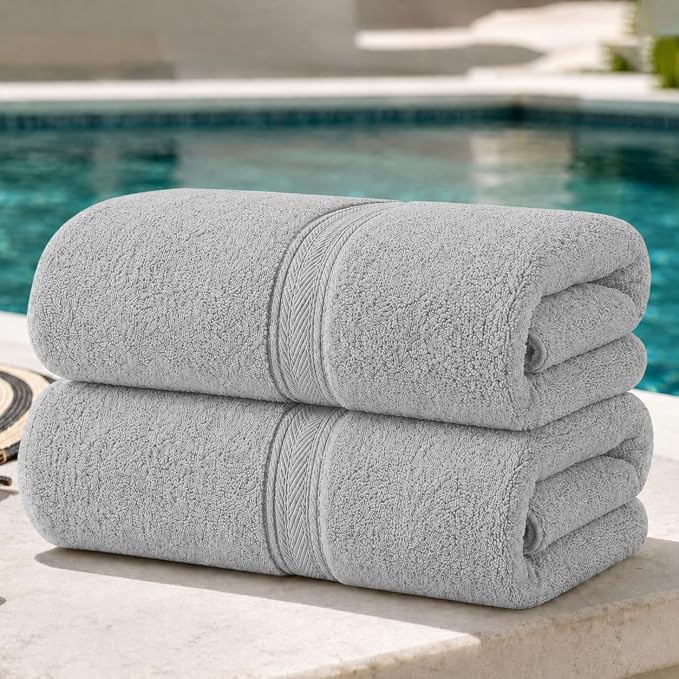 Terry Bath Sheet Set of 6 L Grey Bath Towels Set 35x70 Inches, 100 Combed Long Staple Cotton 600 GSM Highly Absorbent Ultra Soft Oversized Large Luxury Hotel & Spa Quality Bathroom Towels Set