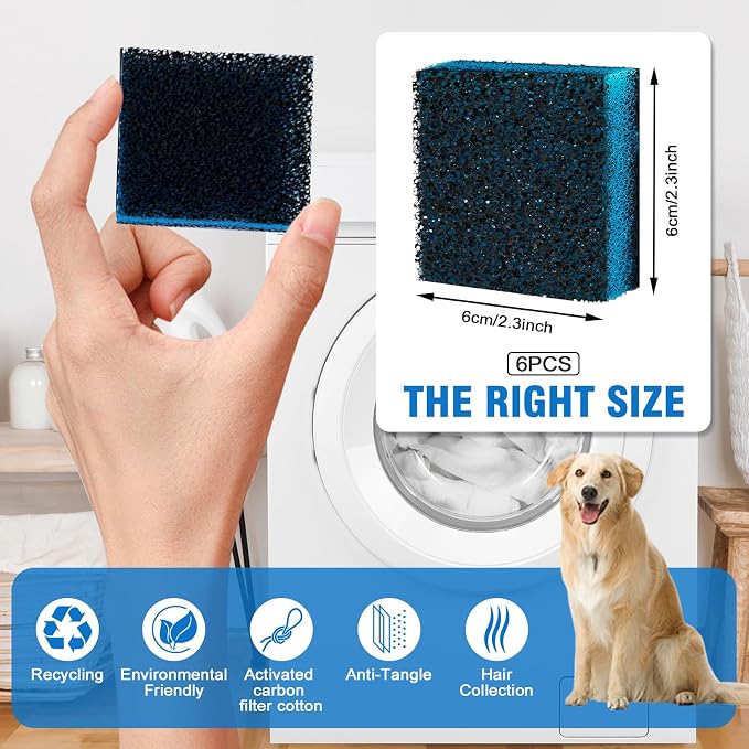 6PCS Reusable Pet Hair Remover for Laundry & Dryer – Dog and Cat Fur Catcher Lint Remover Balls for Washing Machine – Eliminates Hair, Dander, Fluff from Blankets, Sheets, Jackets & Baby Clothes