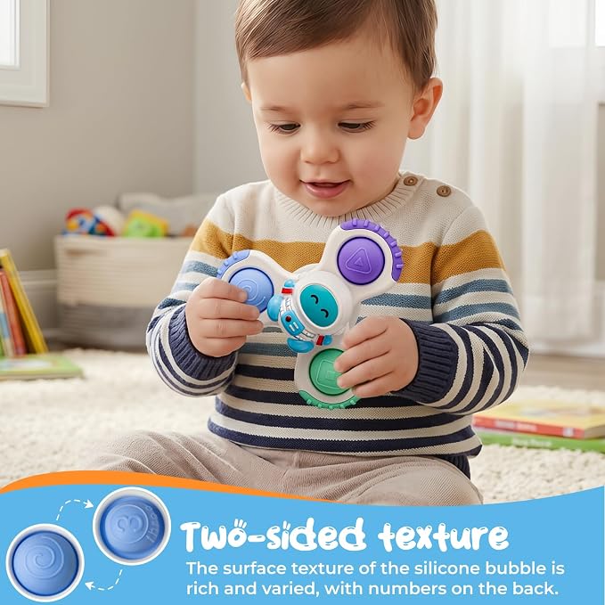 Baby Rocket Suction Cup Spinner Travel Toys for Kids Ages 1-3, Fidget Spinner Toys for 1 Year Old Boy Girl 12 Months, Sensory Bath Toy for Toddlers Infants Birthday Gifts